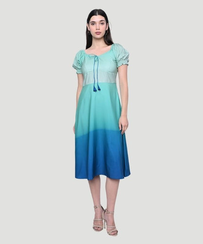 Women's Multicolor Ombre Fit & Flare Midi Dress