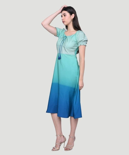 Women's Multicolor Ombre Fit & Flare Midi Dress