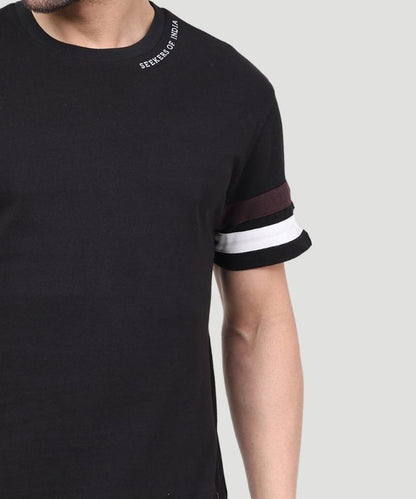 Men's Black Solid Half Sleeves Regular Fit T-Shirt
